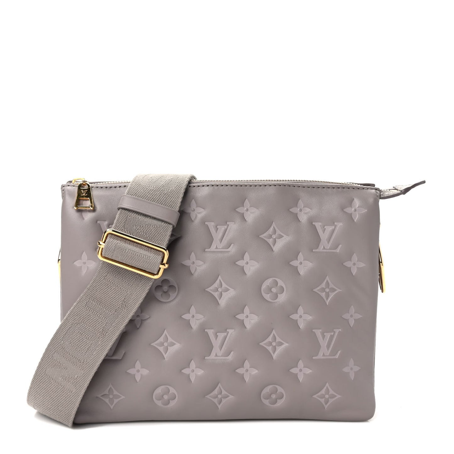 Lambskin Embossed Monogram Coussin PM Grey