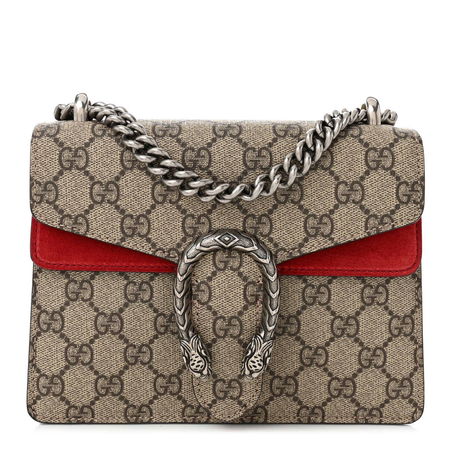 GG Supreme Monogram Mini Dionysus Shoulder Bag Hibiscus Red