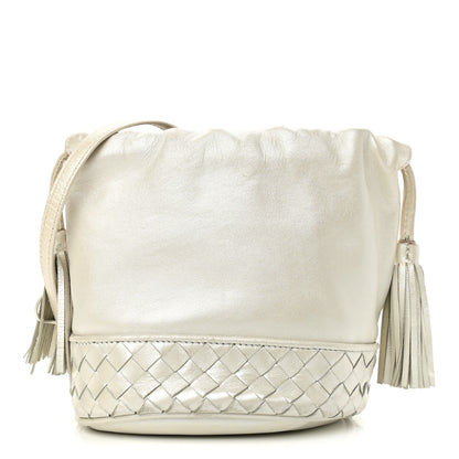 Bottega Veneta Nappa Intrecciato Drawstring Bucket Bag White 1 of 14