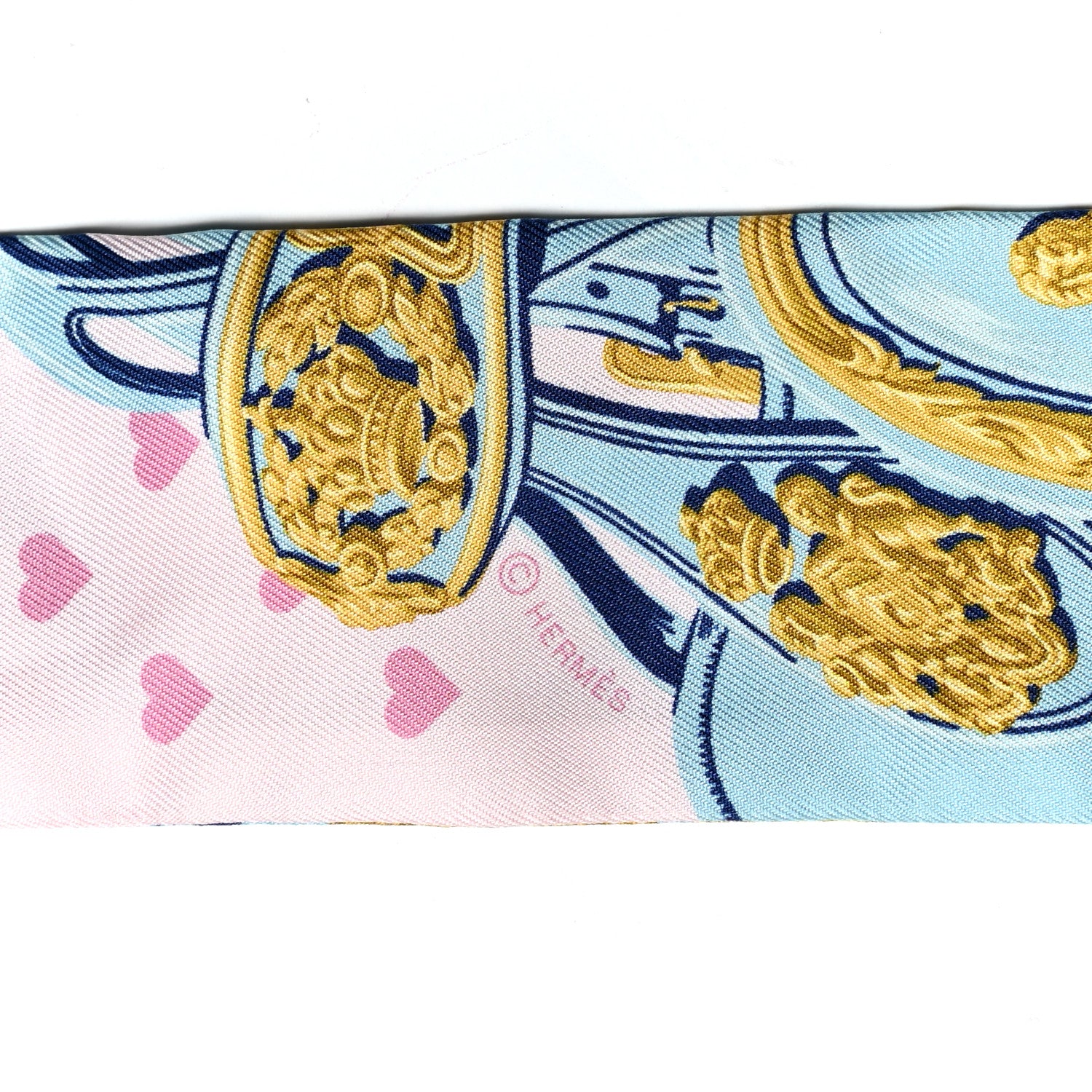 Hermes Silk Brides de Gala Love Twilly Rose Pale Bleu Glacier Rose 3 of 4