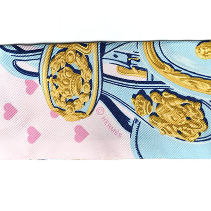 Hermes Silk Brides de Gala Love Twilly Rose Pale Bleu Glacier Rose 3 of 4