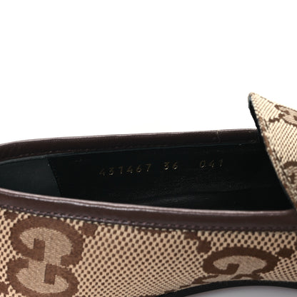 Gucci Monogram Jumbo GG Malaga Kid Horsebit Womens Jordaan Loafers 36 Beige Ebony New Acero 9 of 10