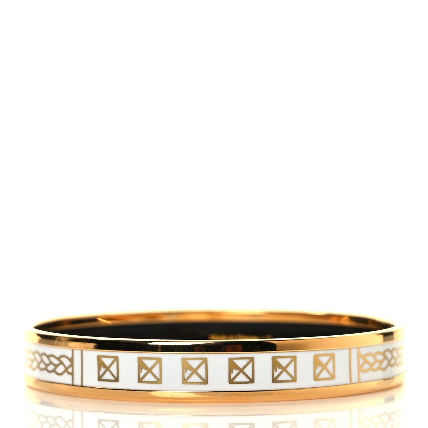 Enamel Printed Narrow Le Cles Bracelet 65 Or White