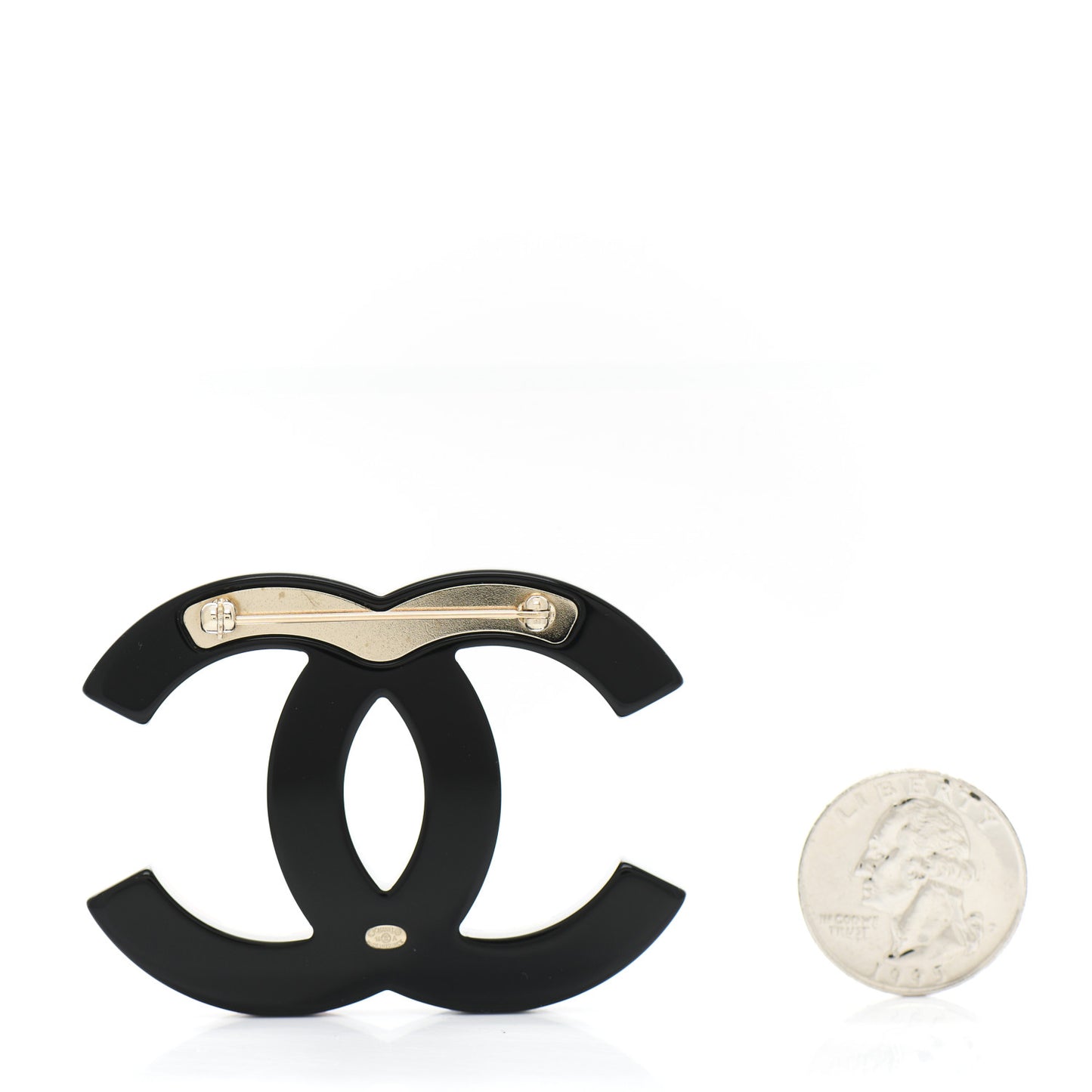Resin Metal CC Brooch Red White Blue