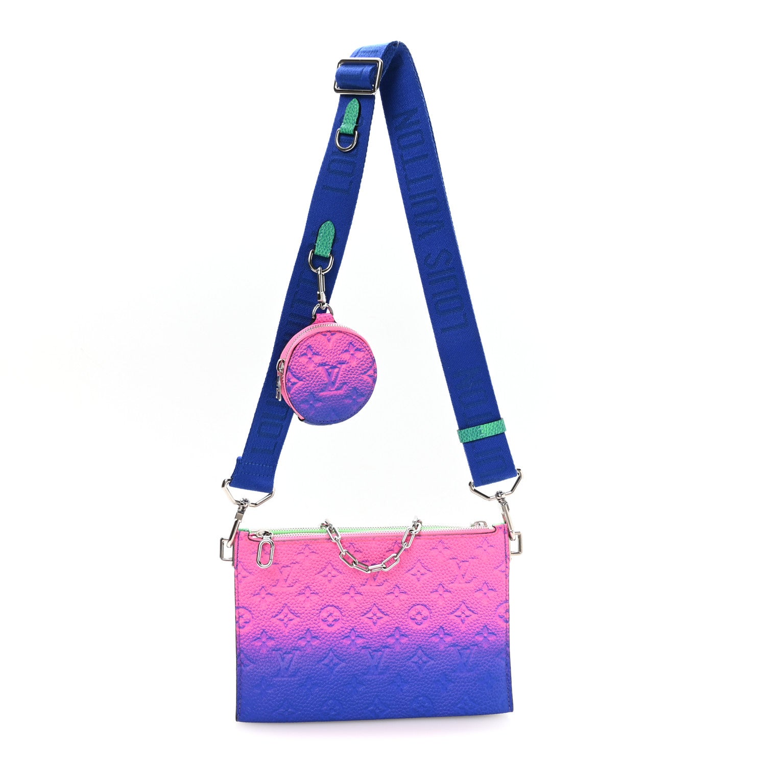 Louis Vuitton Taurillon Illusion Trio Pouch Bleu Rose 1 of 8