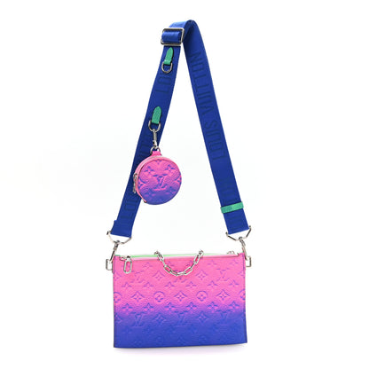 Louis Vuitton Taurillon Illusion Trio Pouch Bleu Rose 1 of 8