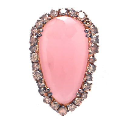Suzanne Kalan 18K Rose Gold Champagne Diamond Rose Quartz Cocktail Ring 53 6.5 6 of 6