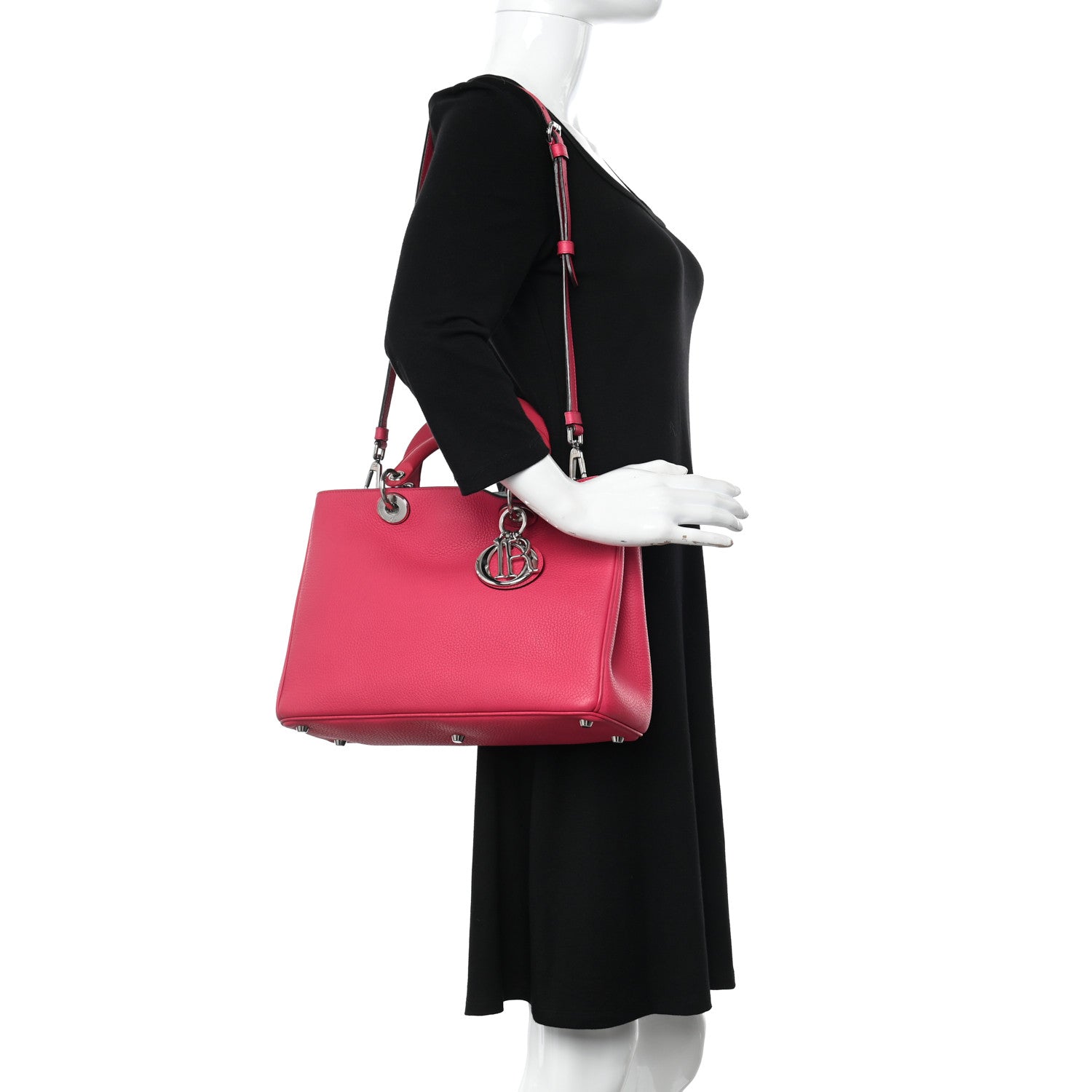 Christian Dior Bullcalf Medium Diorissimo Tote Fuchsia 2 of 15