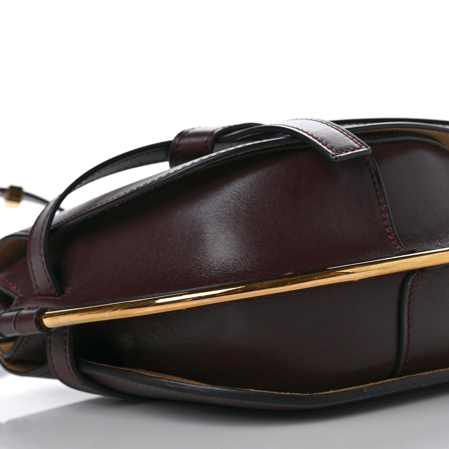Calfskin Small Metal Gate Crossbody Bag Oxblood