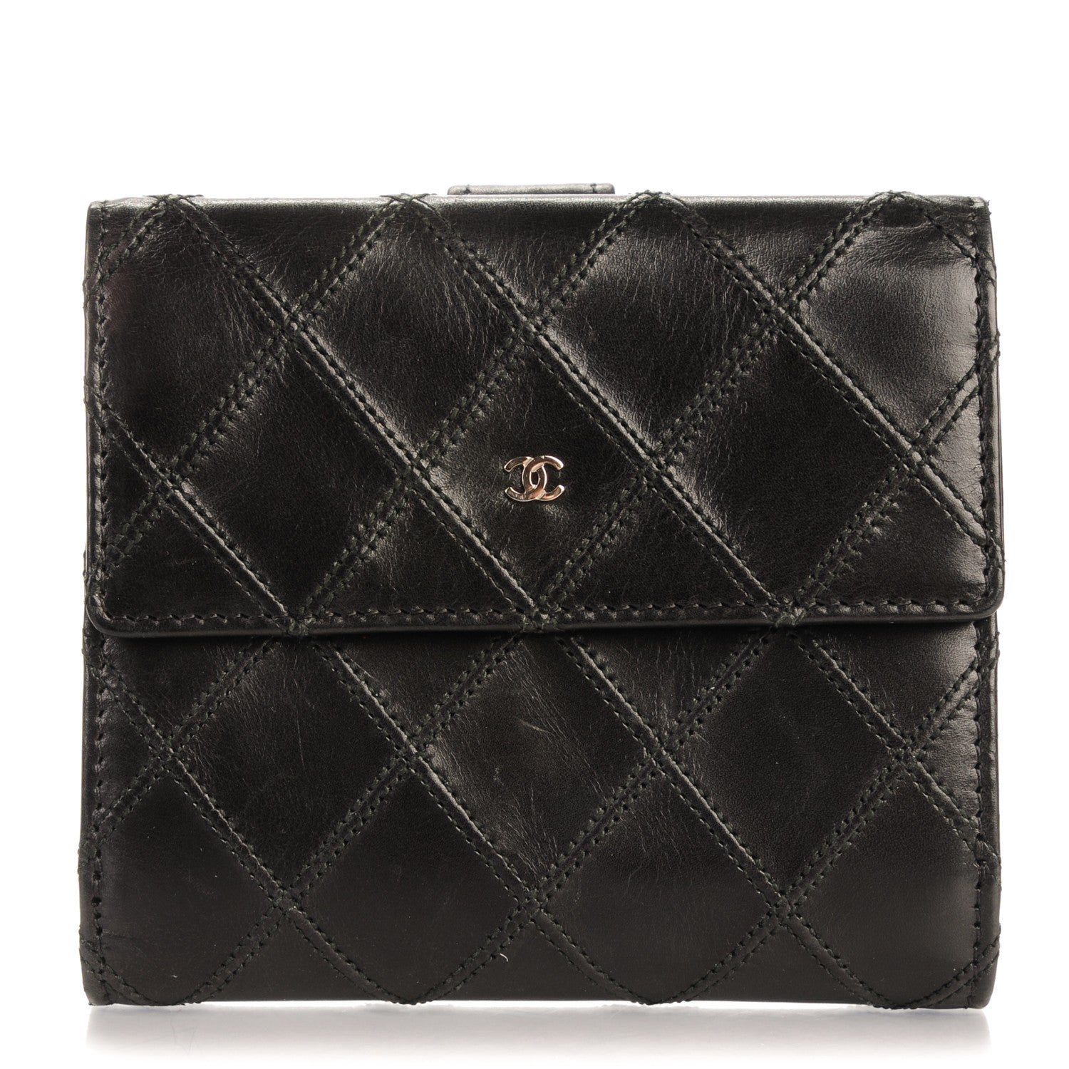 Chanel Lambskin Stitched French Wallet Black 1 of 10