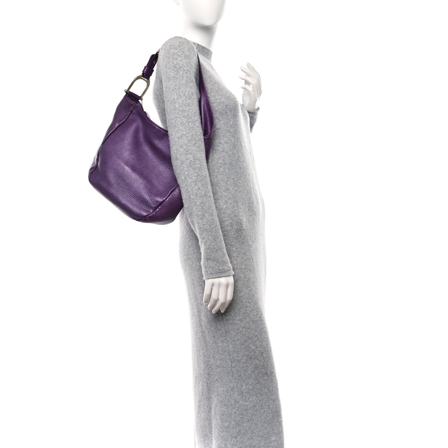 Pebbled Calfskin Shoulder Bag Purple