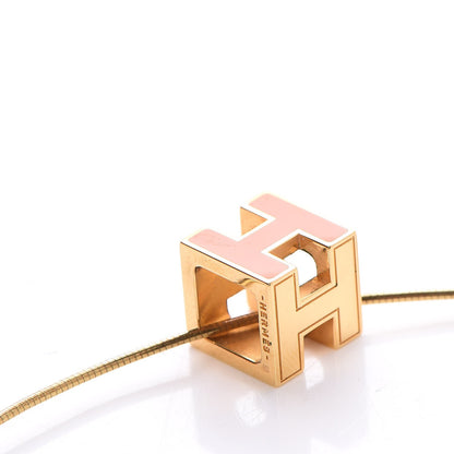 Hermes Gold Lacquered Cage d'H Pendant Necklace Orange 5 of 11