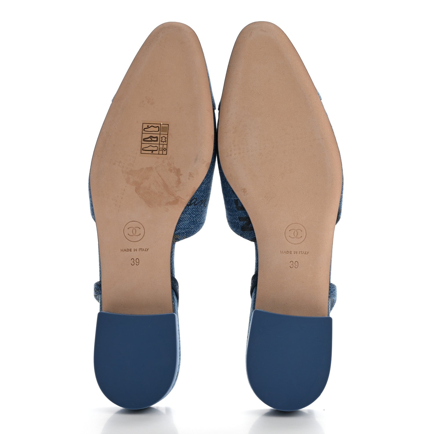 Chanel Denim Cap Toe CC Slingback Flats 39 Light Blue Multicolor 5 of 10