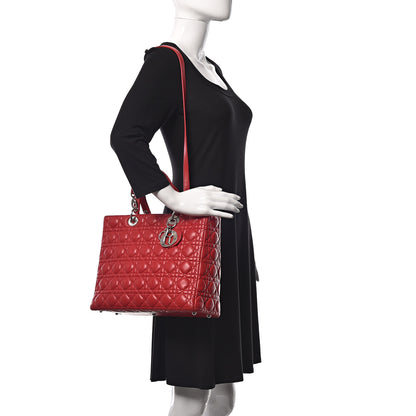 Christian Dior Lambskin Cannage Large Lady Dior Red 2 of 9
