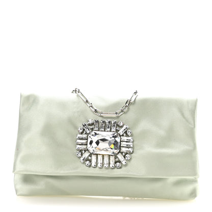 Jimmy Choo Satin Crystal Titania Clutch Green 1 of 10