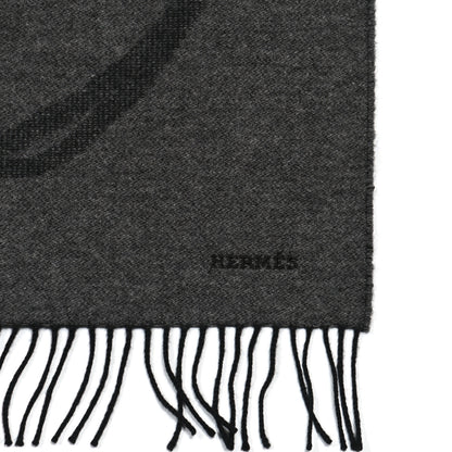 Hermes Cashmere Fringe Stole Black Gris Flanelle 3 of 4