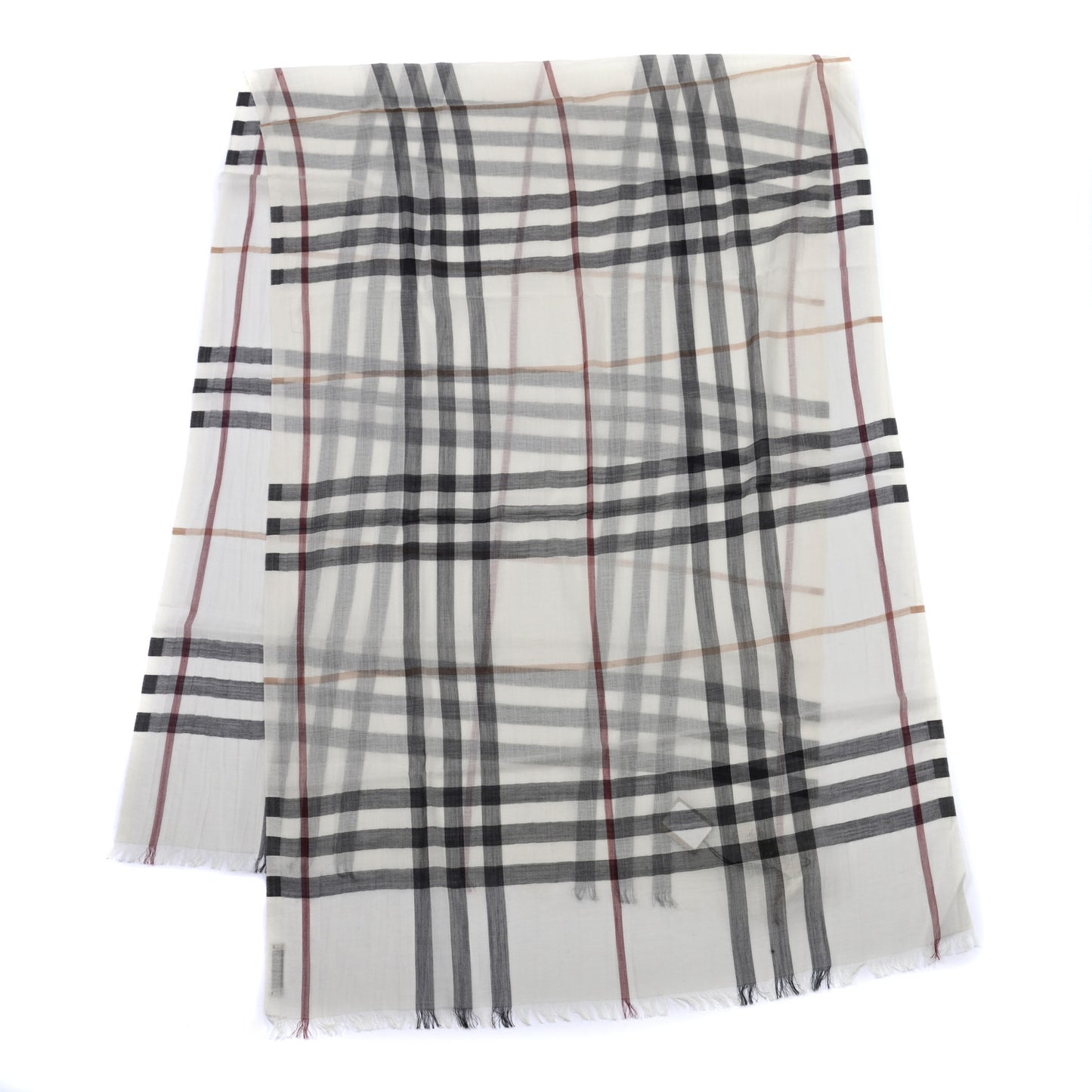 Wool Silk House Check Scarf Ivory