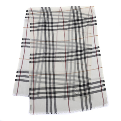 Burberry Wool Silk House Check Scarf Ivory 2 of 4