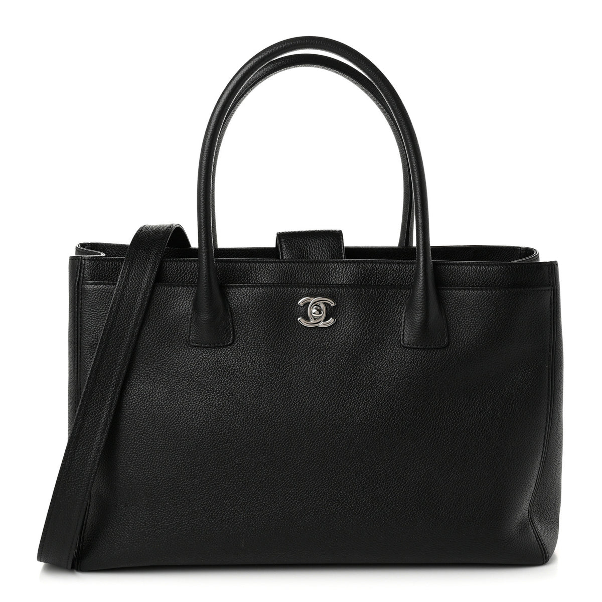 Calfskin Cerf Executive Shopper Tote Black