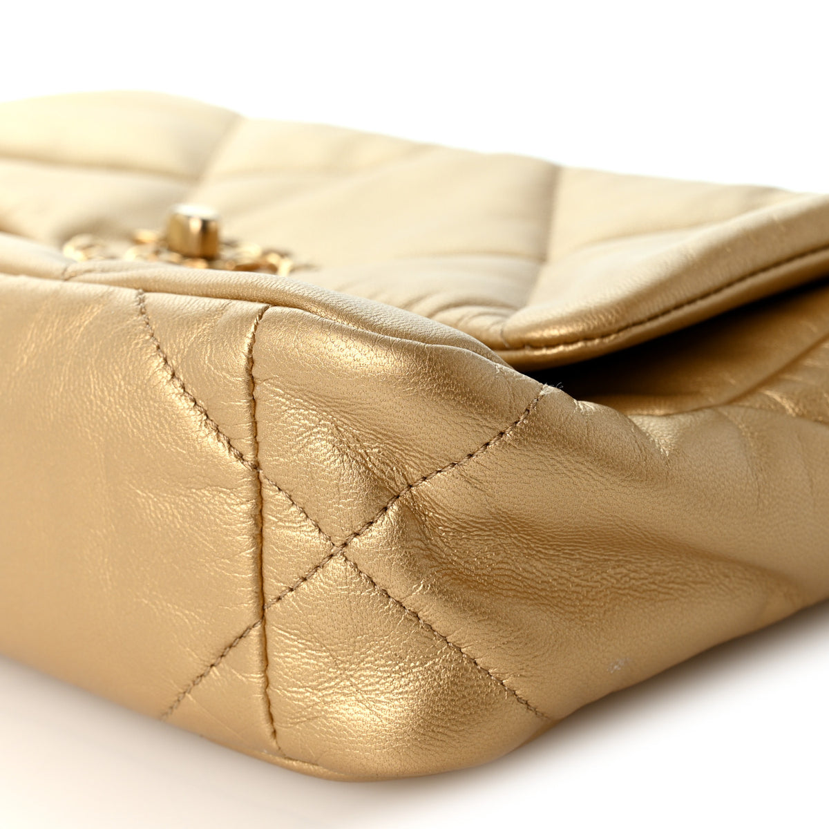 Chanel Metallic Goatskin Quilted Medium Chanel 19 Flap Gold 10 of 10
