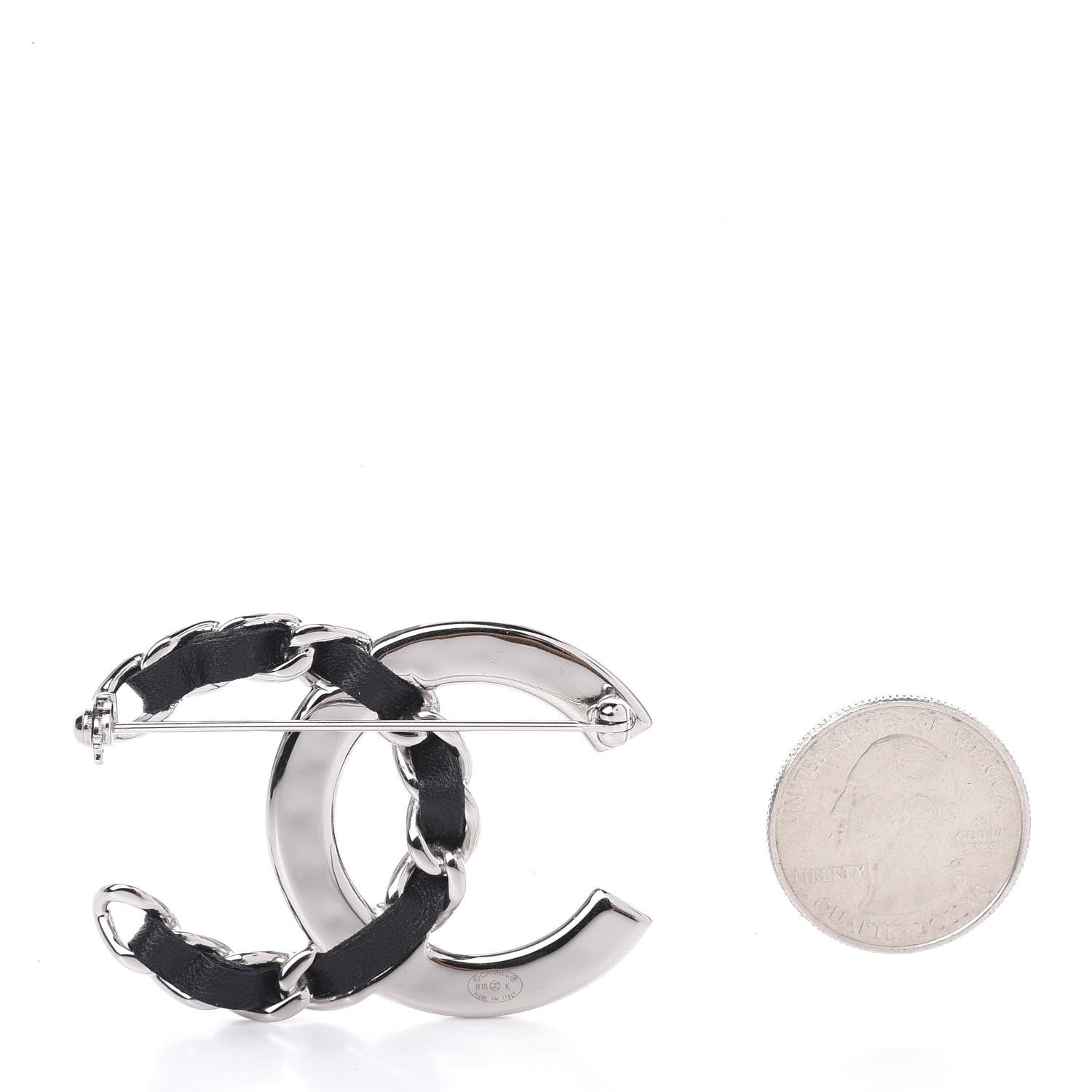 Chanel Lambskin Baguette Crystal CC Chain Brooch Black Silver 2 of 4