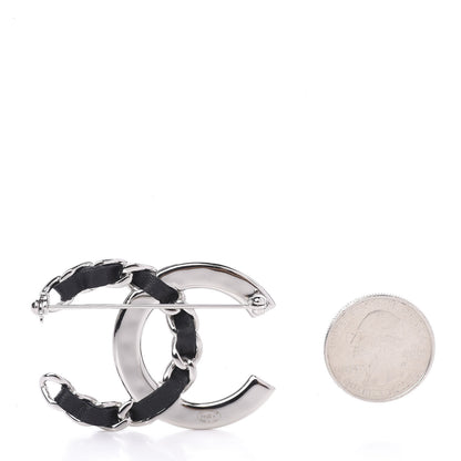 Chanel Lambskin Baguette Crystal CC Chain Brooch Black Silver 2 of 4