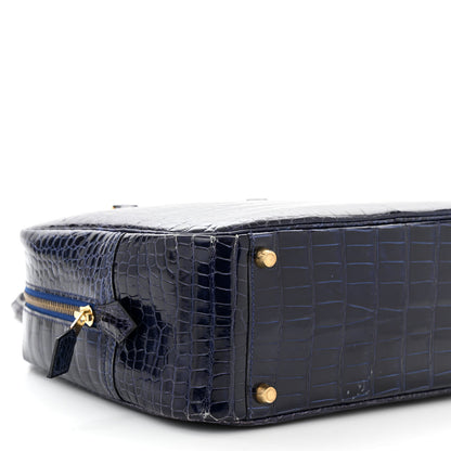 Hermes Shiny Niloticus Crocodile Plume Bleu Encre 9 of 11
