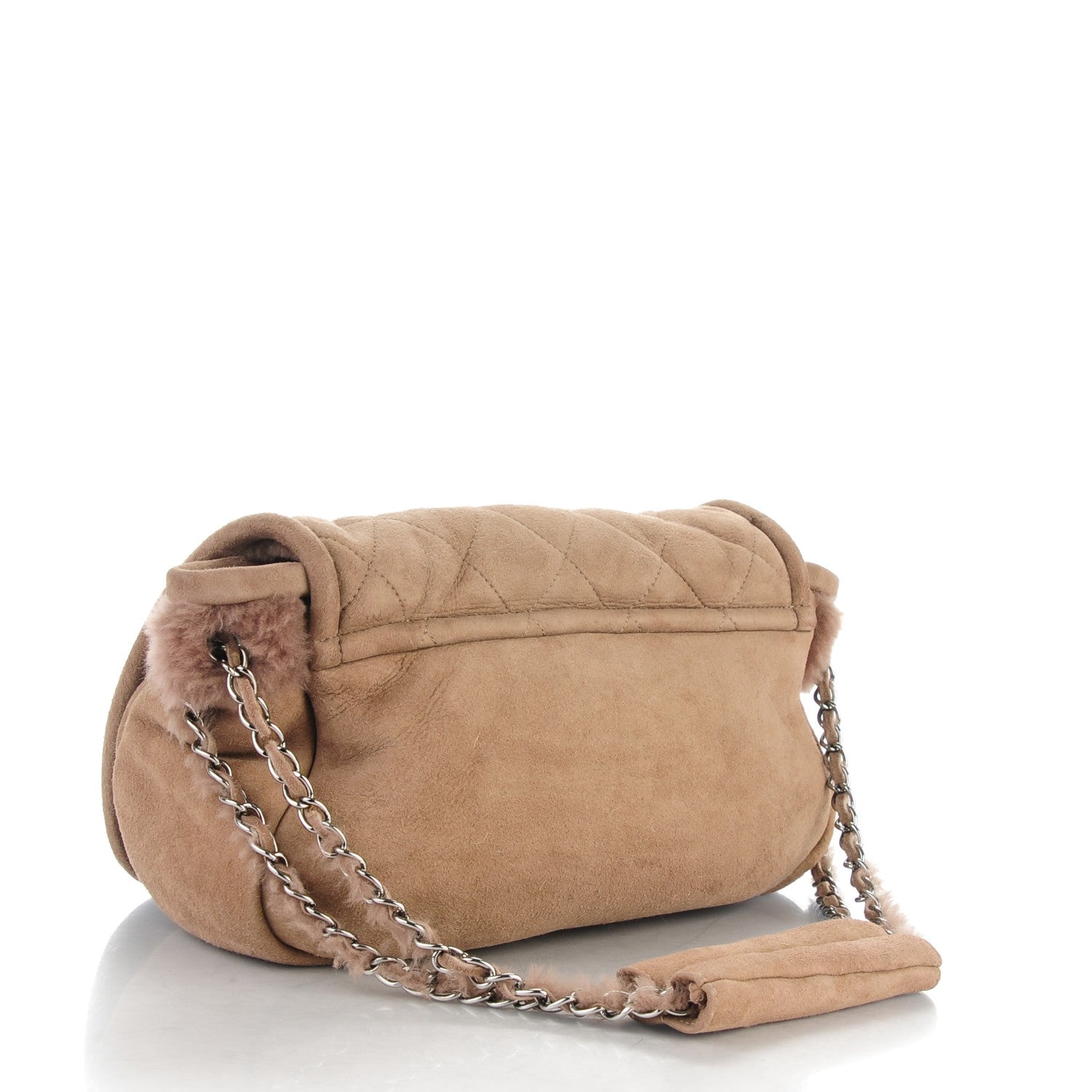 Chanel Shearling Quilted Mademoiselle Flap Beige 3 of 7
