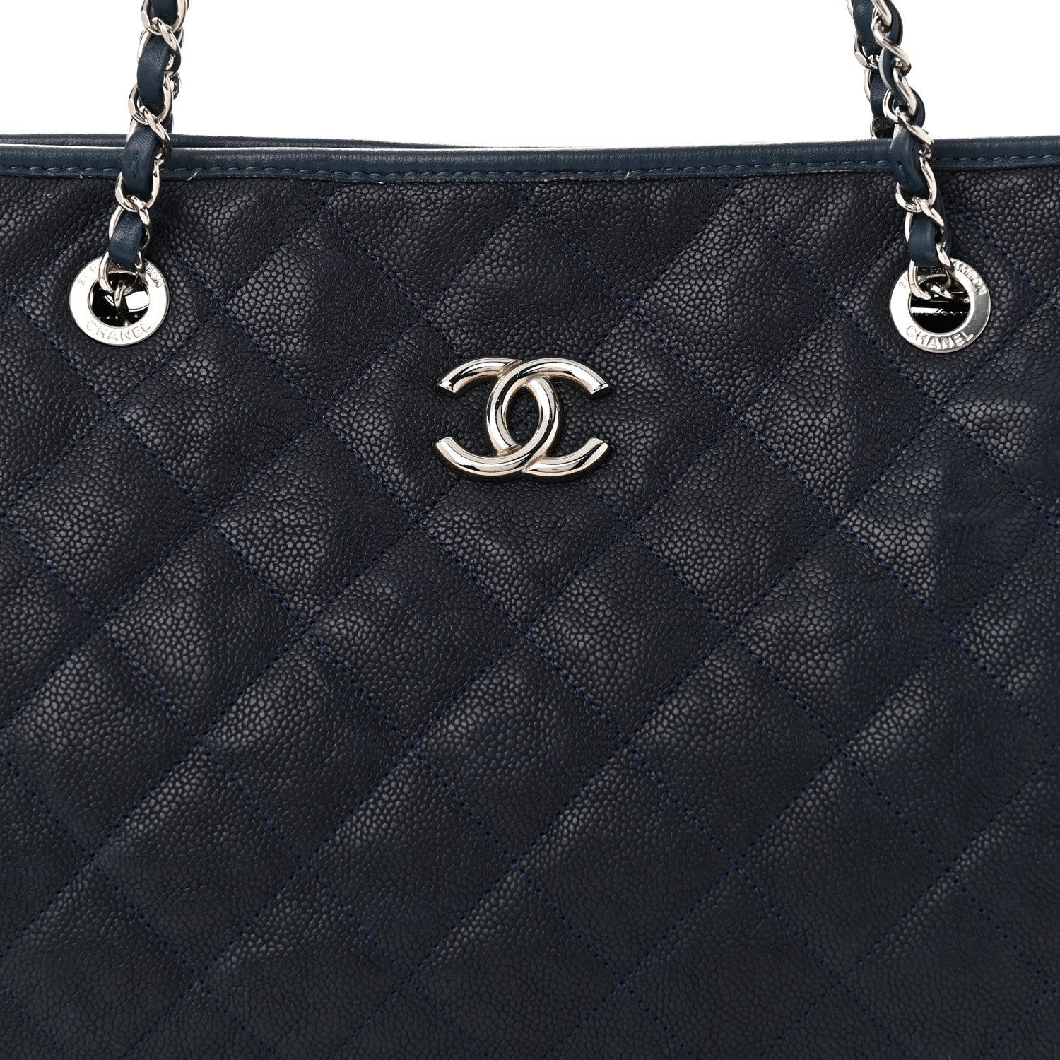 Chanel Caviar Quilted French Riviera Tote Blue 8 of 12