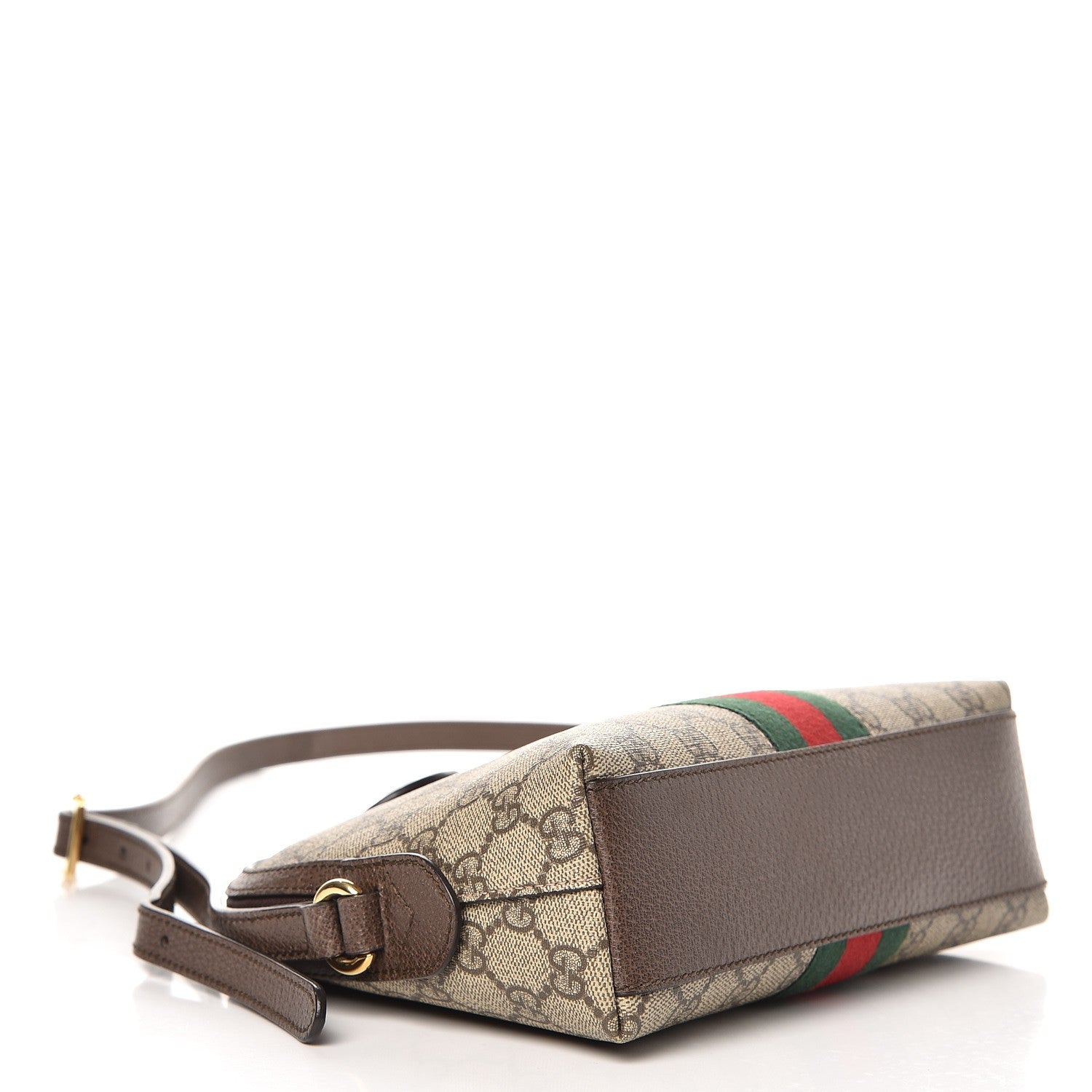 Gucci GG Supreme Monogram Textured Dollar Calfskin Web Small Ophidia Dome Shoulder Bag Beige Ebony New Acero 4 of 7
