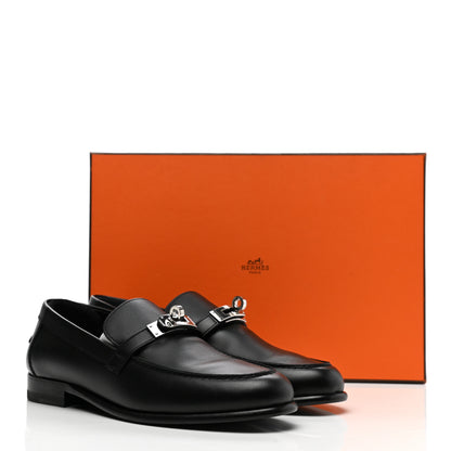 Hermes Calfskin Womens Destin Loafer 37 Black 9 of 9