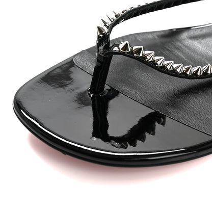 Christian Louboutin Patent Calfskin Spike So Me Tonguetta Flat Sandals 41 Black 11 of 11