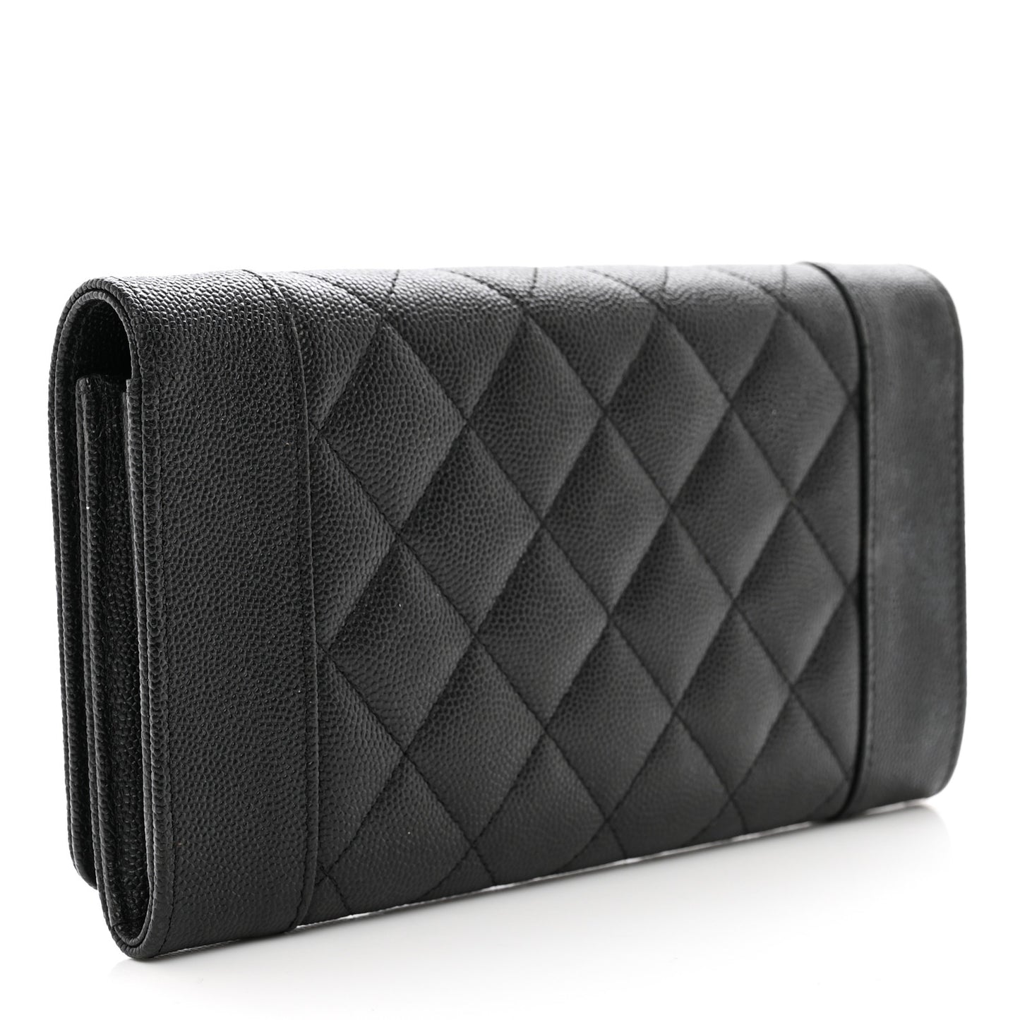 Caviar Quilted Mademoiselle Vintage Flap Wallet Black