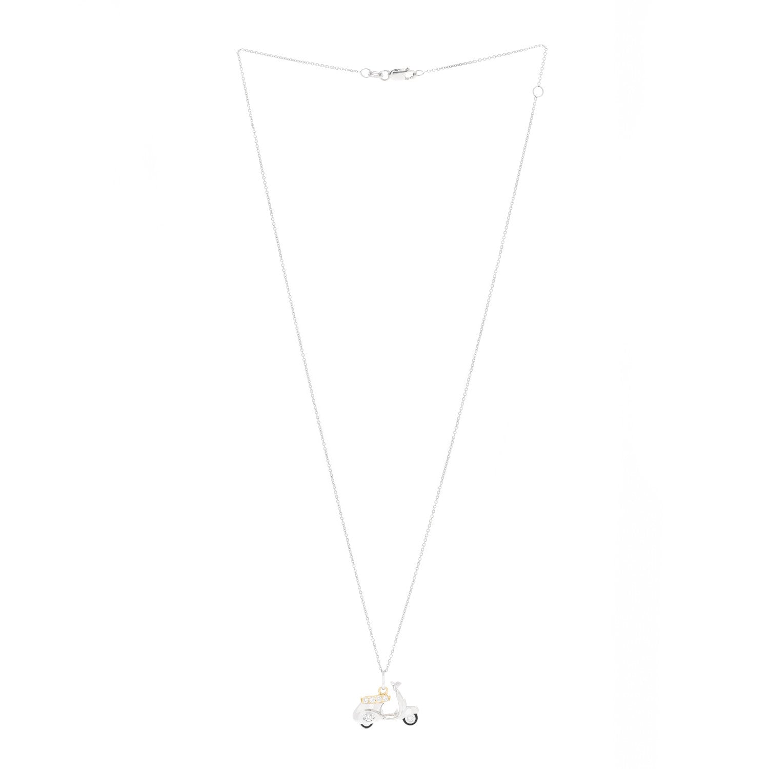 Roberto Coin 18K White Yellow Gold Diamond Scooter Pendant Necklace 3 of 6