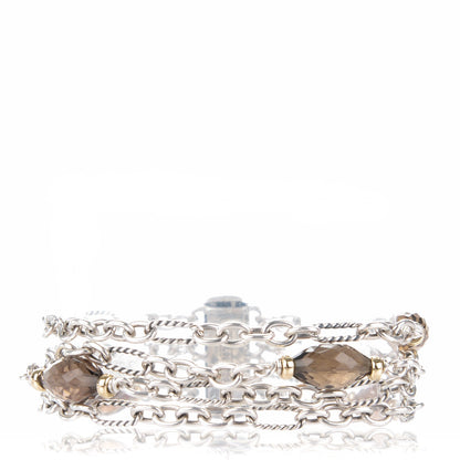David Yurman Sterling Silver 18K Yellow Gold Smoky Quartz Figaro Bracelet 1 of 6