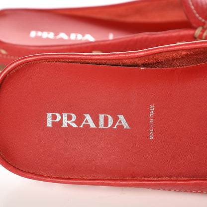 Prada Vitello Daino Logo Mules 36.5 Red 9 of 13
