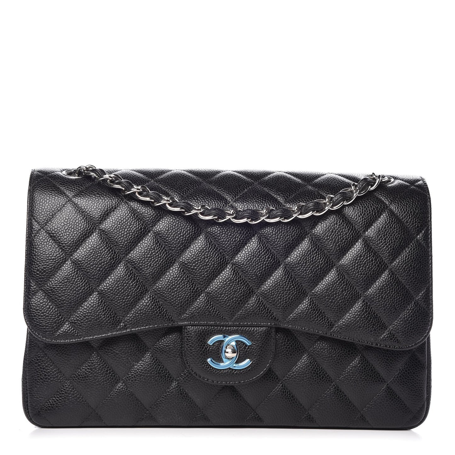 Caviar Quilted Jumbo Double Flap Black