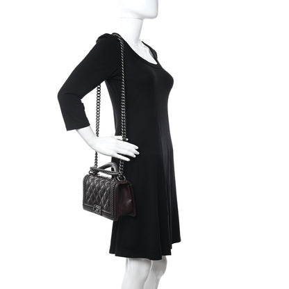 Chanel Goatskin Quilted Medium Boy Handle Flap Burgundy 2 of 12