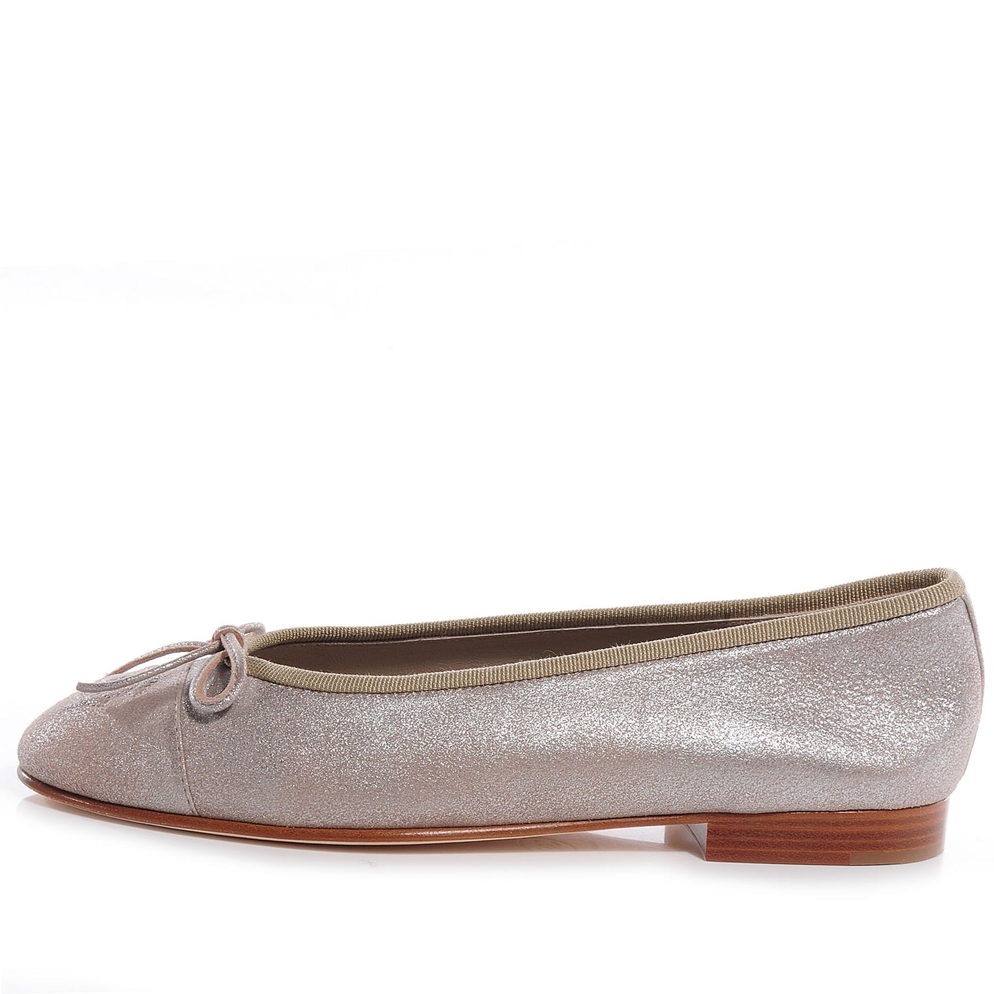 Leather Metallic CC Cap Toe Ballet Flats 35.5 Light Gold