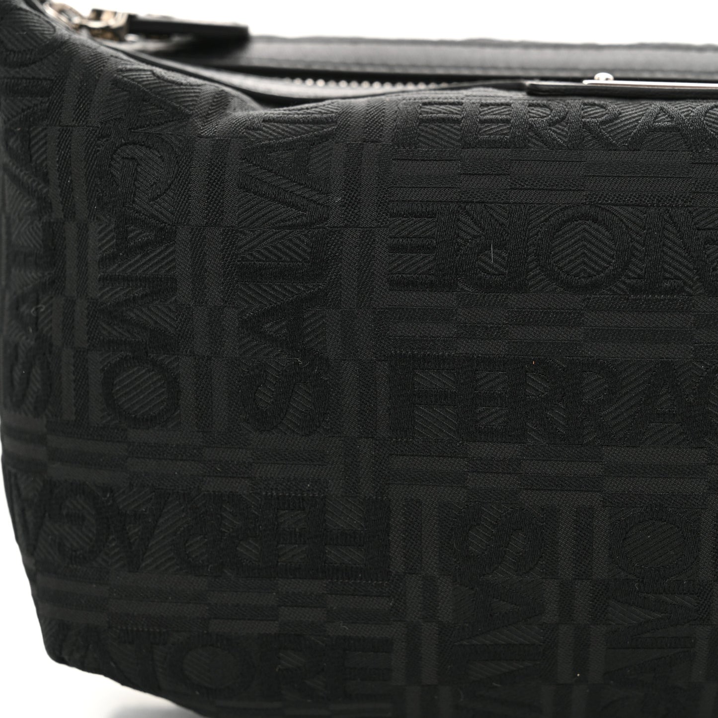 Canvas Calfskin Logo Shoulder Bag Black