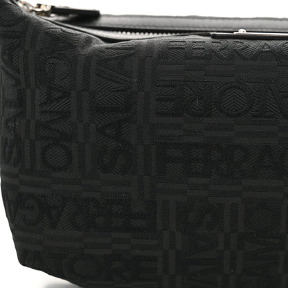 Salvatore Ferragamo Canvas Calfskin Logo Shoulder Bag Black 10 of 11