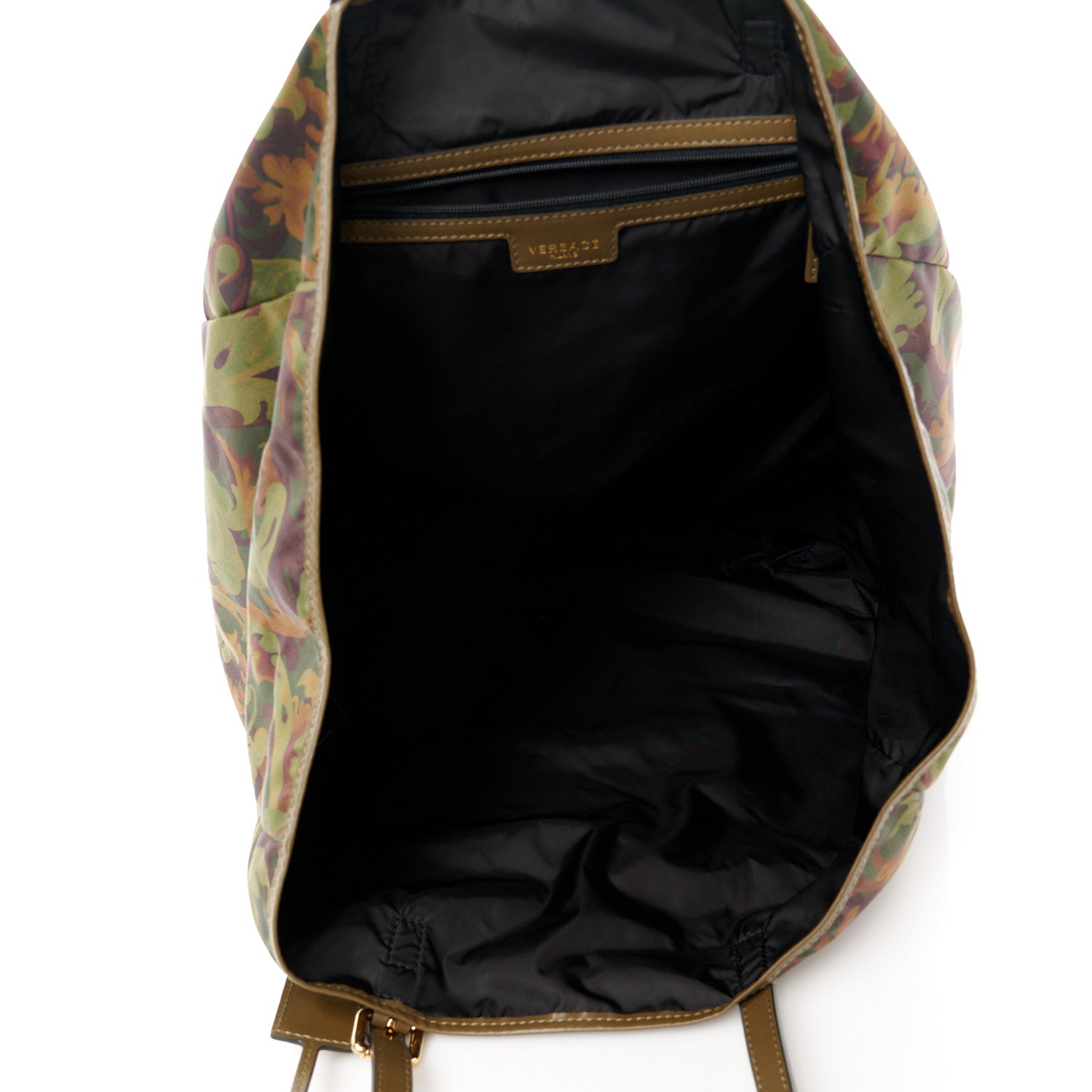 Versace Nylon Baroccoflage Print Tote Khaki 5 of 12
