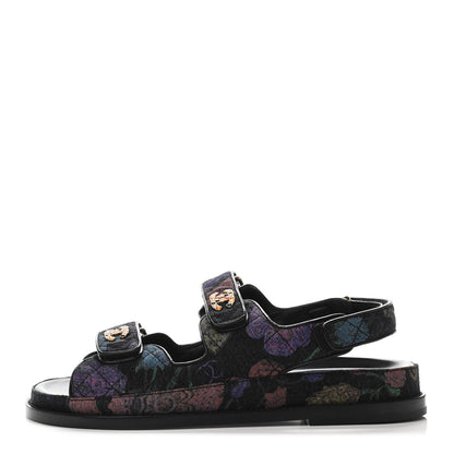 Chanel Denim Quilted Dad Sandals 38.5 Black Multicolor 1 of 4