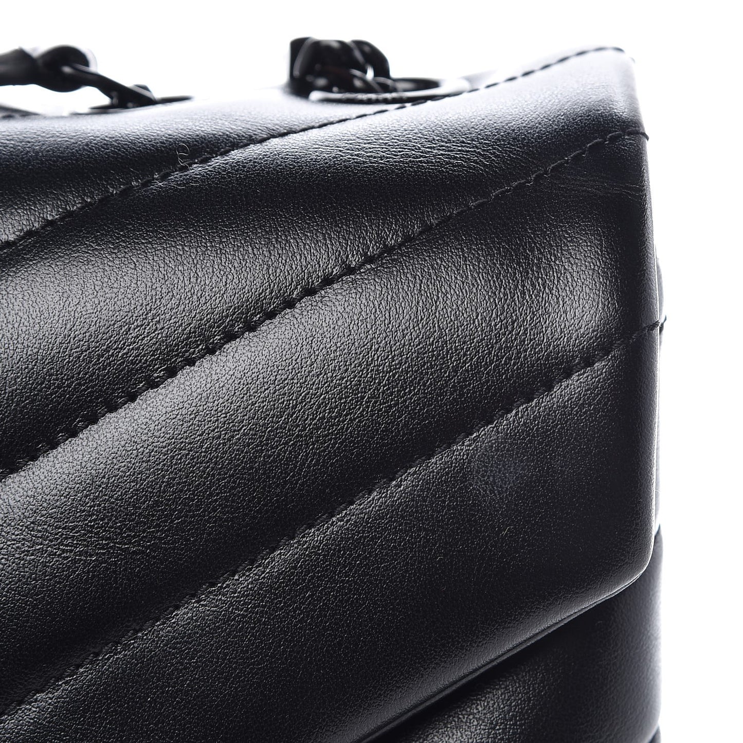Calfskin Y Quilted Monogram Medium Loulou Chain Satchel Black