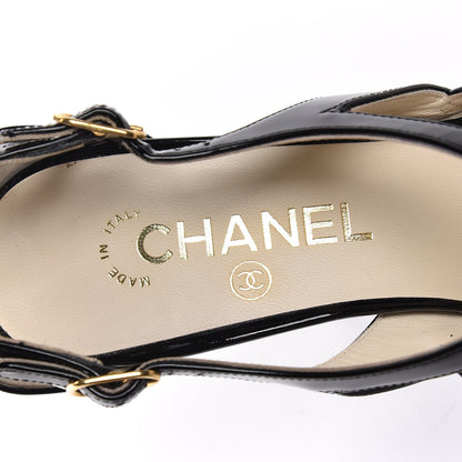Chanel Patent CC Cage Sandals 37.5 Black 9 of 11
