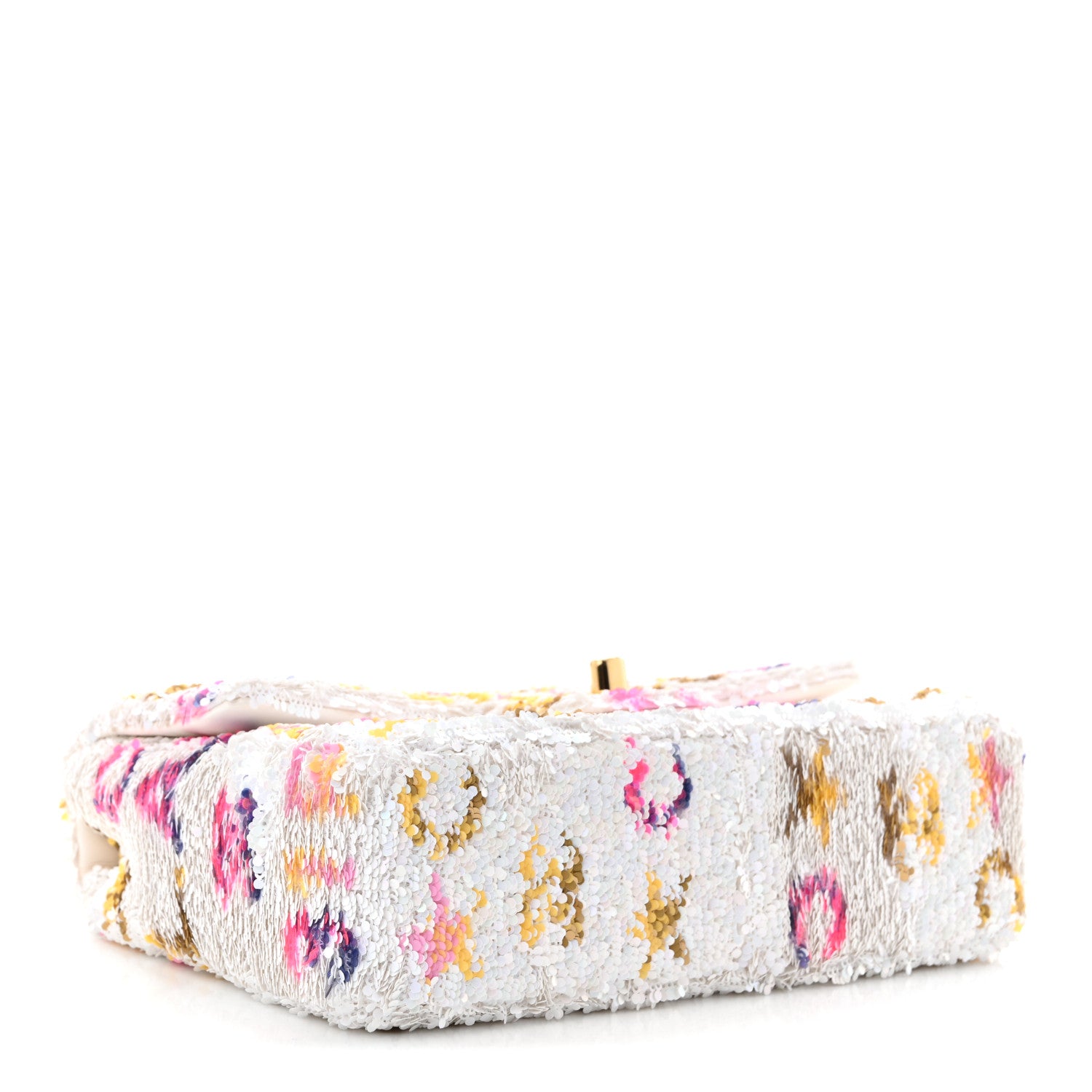 Chanel Sequin Logo CC Small Single Flap White Multicolor 4 of 11