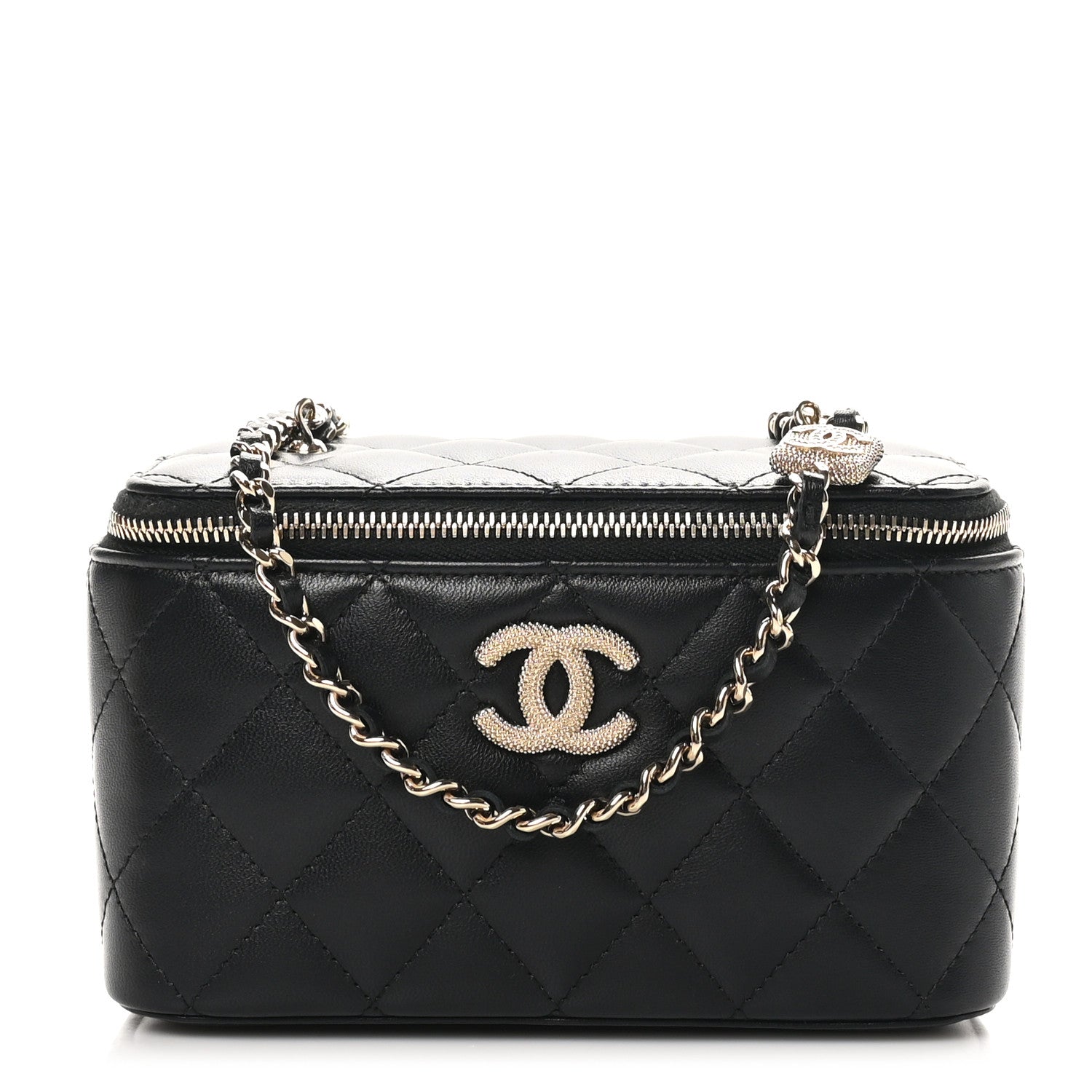 Chanel Lambskin Quilted Small Vanity Case With Chain Black 1 of 11