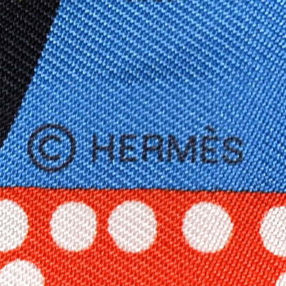 Hermes Silk Fantaisie D'Etriers Twilly Qu Bleu Azur Vermillo 4 of 4