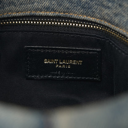 Saint Laurent Denim Quilted Small Loulou Puffer Monogram Chain Satchel Blue Cinnamon 5 of 8