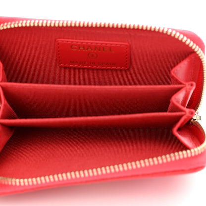Chanel Caviar Quilted Zip Coin Purse Wallet Red 5 of 8